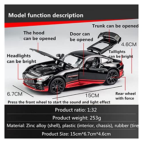 Kit Juguetes Coches Metal Resistente para Mercedes-Benz AMG GTR 1:32 Simulación Aleación Fundición Presión Tire hacia Atrás Modelo Coche Colección Regalo Juguete Maravilloso Regalo (Color : Verde)