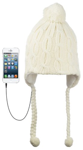 KitSound KSBEPCC - Gorro peruano con cable de audio para Apple iPhone, iPod, iPad Mini y reproductores MP3, blanco