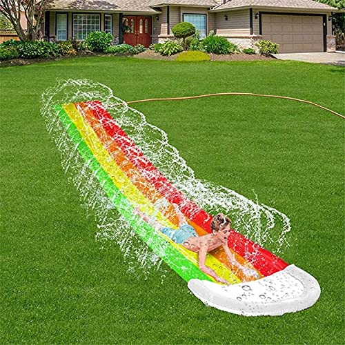 KLDDE Arco Iris Deslizante Agua corredera Alfombra de Agua Diapositivas de Agua Piscina con Chorro de Agua para niños Césped Jardín Juegue Juegos de Piscina Juegos de Agua Al Aire Libre