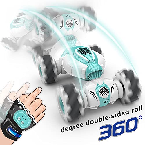 Klobvtt 2.4G Detección de Gestos Deformación Control Remoto Coche Derrapando Rampante Vehículo Giratorio Todo Terreno Mango de Doble Cara RC Stunt Cars, rotación de 360 ​​°, Deformación con un Clic