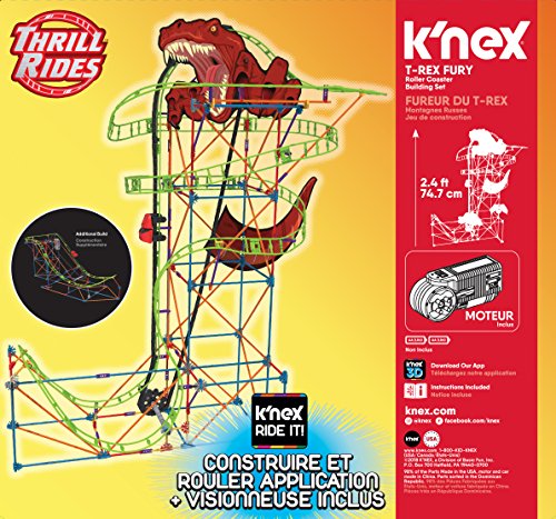 K'Nex 27152 Thrill Rides, T-Rex Fury Roller Coaster Building Set, Edades 9+ Juguete de construcción de Realidad Virtual, 478 Piezas