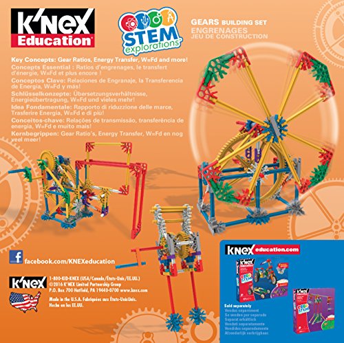 K'nex Education Stem Explorations Gear Set de construcción para Edades de 8 años en adelante, Juguete Educativo de ingeniería, 143 Piezas, Color no. (79318)