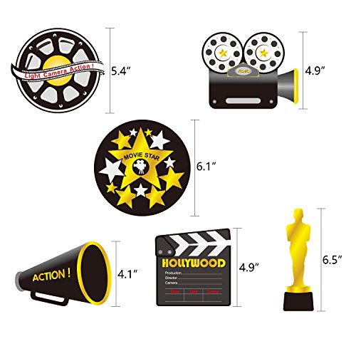 Konsait Colgante Decoraciones de Hollywood Fiesta película Remolino serpentinas Adornos de espirales decoración para Hollywood Oscars película Fiesta Cumpleaños, Negro y Oro Plata(18 Piezas)