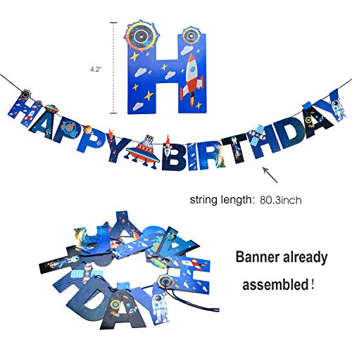 Konsait Sistema Solar Decoración Colgante remolinos y Bandera Banderines “ Happy Birthday” para Bebés Infantiles Niños Cumpleaños Fiesta Decoración Suministros