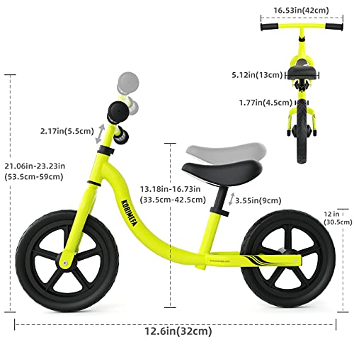 KORIMEFA Bicicleta de Equilibrio sin Pedales para Niños de Aleación de Magnesio Bicicleta Infantil para Andar Niños y Niñas de 18 Meses a 5 años