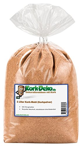 Kork-Deko 1 litro Corcho pulverizado, (Polvo de Corcho) (sustrato de Corcho, Corcho triturado)