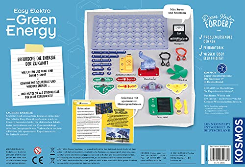 KOSMOS 620684 Easy Elektro Green Energy, Genera energía renovable, almacena y Utiliza Amazon Exclusive, Caja de experimentos para niños a Partir de 8 – 12 años de producción de Electricidad.