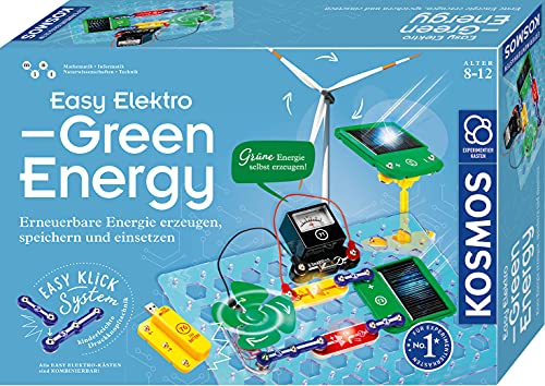 KOSMOS 620684 Easy Elektro Green Energy, Genera energía renovable, almacena y Utiliza Amazon Exclusive, Caja de experimentos para niños a Partir de 8 – 12 años de producción de Electricidad.