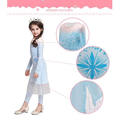 Kosplay Niñas Disfraz de Elsa Vestido Nieve Reina 2 Reino de Hielo Vestidos de Carnaval Fiesta Halloween Cosplay Navidad Costume 3-14 Años