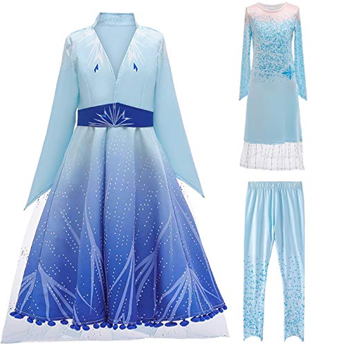 Kosplay Niñas Disfraz de Elsa Vestido Nieve Reina 2 Reino de Hielo Vestidos de Carnaval Fiesta Halloween Cosplay Navidad Costume 3-14 Años