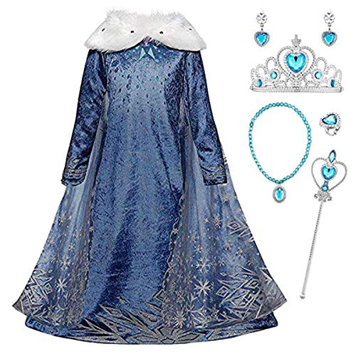 Kosplay Vestido Disfraz Princess de Cosplay para Regalo Otoño Invierno Navidad Halloween Carnaval Ceremonia Accesorios Elegante Conjunto de 6 Puntos Azul