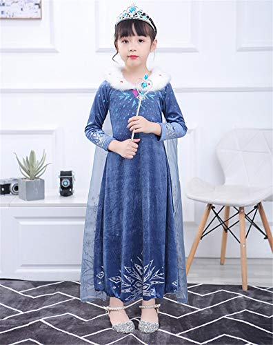 Kosplay Vestido Disfraz Princess de Cosplay para Regalo Otoño Invierno Navidad Halloween Carnaval Ceremonia Accesorios Elegante Conjunto de 6 Puntos Azul