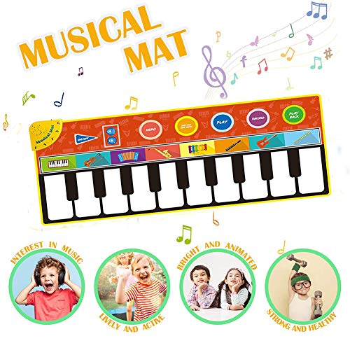 Kqpoinw Alfombra de Piano, Alfombra Musical 8 Instrumentos Alfombra Piano de Suelo Alfombrilla Musical Estera de Baile Alfombra de Baile Táctil para Niño, Niña Regalo ( 148 * 60cm )