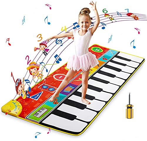 Kqpoinw Alfombra de Piano, Alfombra Musical 8 Instrumentos Alfombra Piano de Suelo Alfombrilla Musical Estera de Baile Alfombra de Baile Táctil para Niño, Niña Regalo ( 148 * 60cm )