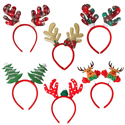 Ksopsdey 6 piezas Diadema Navideña, Diadema de Navidad Regalos Para Vacaciones Navideñas,Diadema para Niños y Adultos Disfraces de Cumpleaños, Fiesta Accesorios,Regalos Decoraciones Apoyos