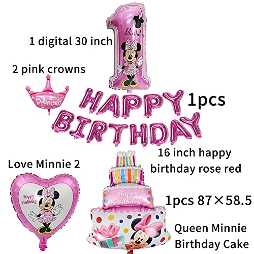 Ksopsdey Minnie Decoración De Fiesta, 1er Cumpleaños Bebe Globos Decoracion, Party Decorations Supplies, Happy Birthday Banner, Cumpleaños Globo Decoración