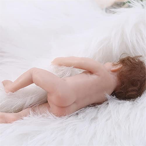 Ksruee Mini muñecas Reborn de Silicona Suave de Cuerpo Completo, 6 Pulgadas, Mini muñeca Realista de niña recién Nacida con Ropa de Pelo Rizado, Mini Reborn Life Like Babies para Regalo de niños