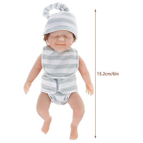 Ksruee Mini muñecas Reborn de Silicona Suave de Cuerpo Completo, 6 Pulgadas, Mini muñeca Realista de niña recién Nacida con Ropa de Pelo Rizado, Mini Reborn Life Like Babies para Regalo de niños