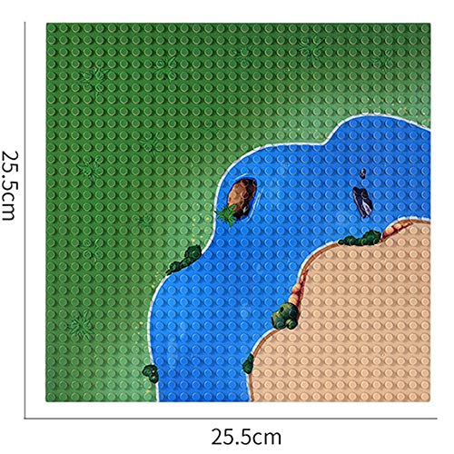 KUANDARMX Rompecabezas Placa Base Compatible con Lego, 4PCS 10"x 10" 32 x 32 Clavijas Placa Base Grande con Tablas de Base de Escena de río para Construir Selva Tropical, Isla, jardín Presente, Green