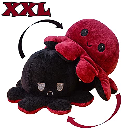 KUNSTIFY Octupus - Peluche de pulpo (tamaño XXL, 40 cm), color rojo y negro