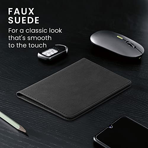 kwmobile Funda para carné de conducir - Estuche protector de ante sintético para permiso de circulación y tarjetas - negro