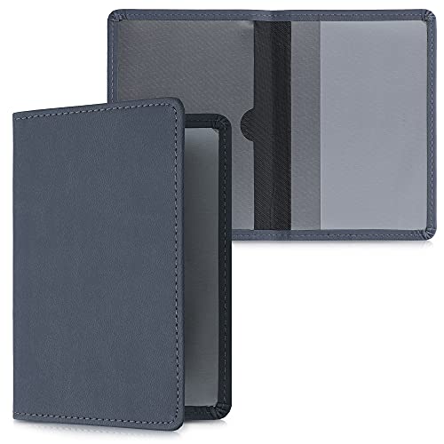 kwmobile Funda para permiso de circulación coche de cuero sintético - Con espacio para tarjetas 9.2 x 13 CM doblado - gris azulado