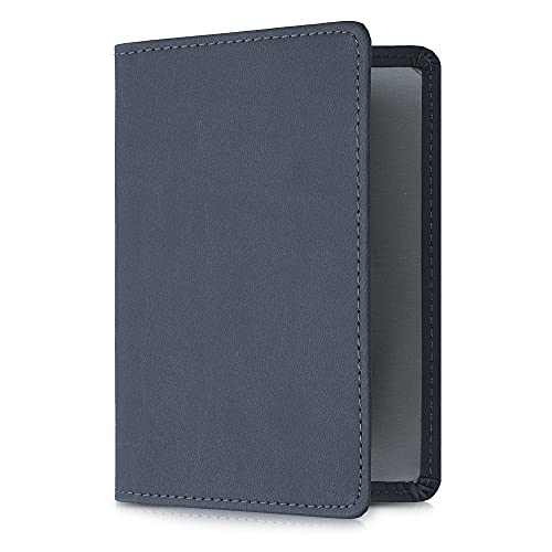 kwmobile Funda para permiso de circulación coche de cuero sintético - Con espacio para tarjetas 9.2 x 13 CM doblado - gris azulado