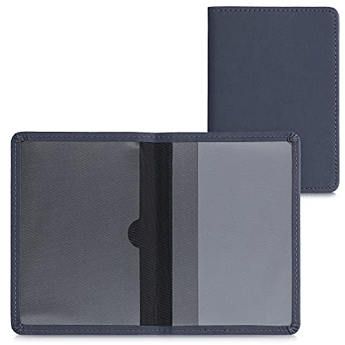 kwmobile Funda para permiso de circulación coche de cuero sintético - Con espacio para tarjetas 9.2 x 13 CM doblado - gris azulado