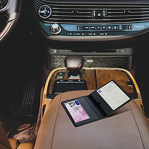 kwmobile Funda para permiso de circulación de coche de ante sintético - Para documentos de 10.5 x 14.8 CM doblados - negro