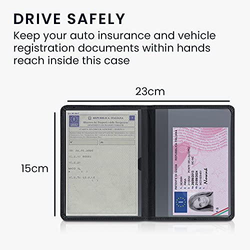 kwmobile Funda para permiso de circulación de coche de ante sintético - Para documentos de 10.5 x 14.8 CM doblados - negro