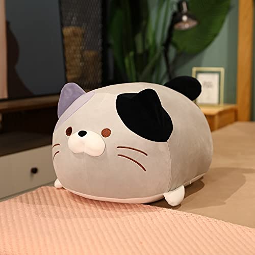 KXCAQ 35-60cm Linda Forma de Bola Redonda Fat Lazy Cat Peluche de Juguete Animales de Dibujos Animados de Peluche como una Flor Cat Throw Pillow Cojín about50cm greycat