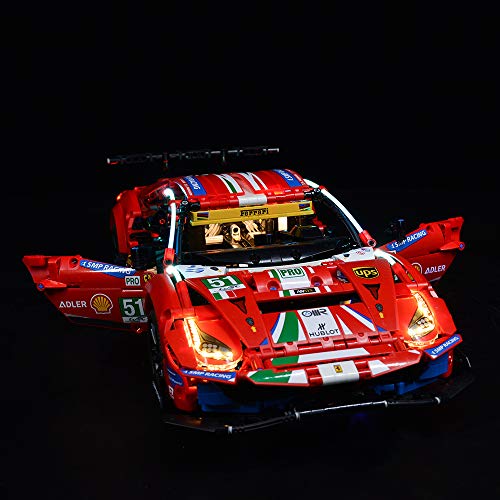 Kyglaring Juego de luces de iluminación para Lego 42125 Technic Ferrari 488 GTE, kit de luz LED para Lego 42125 (solo luz incluida)