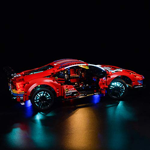 Kyglaring Juego de luces de iluminación para Lego 42125 Technic Ferrari 488 GTE, kit de luz LED para Lego 42125 (solo luz incluida)