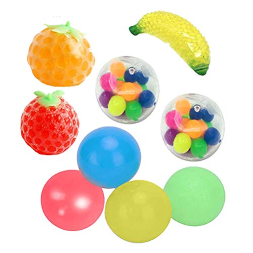 Kylewo Sticky Balls Stress Toys Fidget Set de Juguetes sensoriales Sensory Fidget Juguetes antiestrés, 9 Piezas para aliviar el estrés y la ansiedad para niños y Adultos Add ADHD