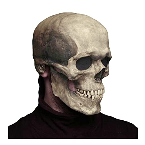 La Última Máscara Bioquímica De Esqueleto para 2021 Halloween Skull Mask, Casco De Esqueleto De Látex 3D Realista, Puede Cubrir La Parte Superior del Cuerpo Mandíbula Móvil (Blanco)