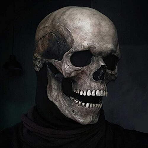 La Última Máscara Bioquímica De Esqueleto para 2021 Halloween Skull Mask, Casco De Esqueleto De Látex 3D Realista, Puede Cubrir La Parte Superior del Cuerpo Mandíbula Móvil (Blanco)