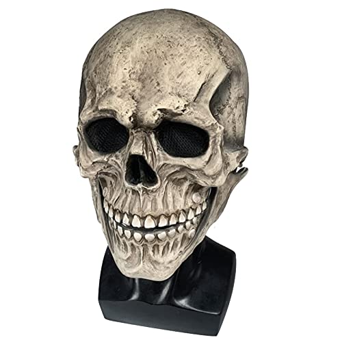 La Última Máscara Bioquímica De Esqueleto para 2021 Halloween Skull Mask, Casco De Esqueleto De Látex 3D Realista, Puede Cubrir La Parte Superior del Cuerpo Mandíbula Móvil (Blanco)