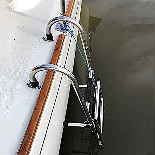 Ladder Bathle Boat Pooler Pontón Barco Escaleras 5 Etapas Doblado, Crasas De Baño De Acero Inoxidable Portátil con Base De Pedal Ancho, Piscina