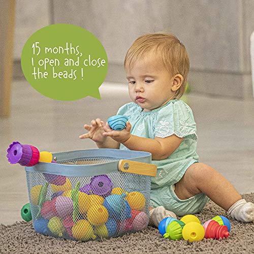 Lalaboom Cuentas educativas preescolares – Formas y Colores Montessori Juego de construcción y Juguete de Aprendizaje para bebés y niños de 10 Meses a 4 años – BL230, 28 Piezas, Multicolor (Juratoys