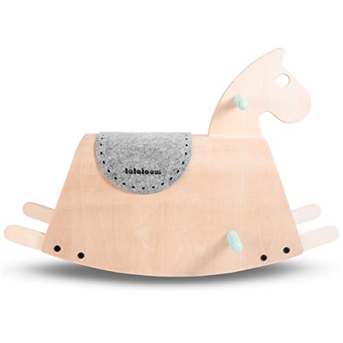 Lalaloom SITTER - Caballito balancín para bebe de madera natural (diseño caballo mecedora, juguete para equilibrio por niños), 73x36x45 cm, color Verde