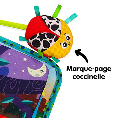 LAMAZE Tomy L27385 Bitty Bug Book, Clip en el Cochecito y el Cochecito recién Nacido, bebés sensoriales con Colores y Sonidos, Juguete de Desarrollo para niños y niñas de 0 Meses +, Multi