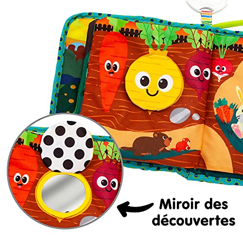 LAMAZE Tomy L27385 Bitty Bug Book, Clip en el Cochecito y el Cochecito recién Nacido, bebés sensoriales con Colores y Sonidos, Juguete de Desarrollo para niños y niñas de 0 Meses +, Multi