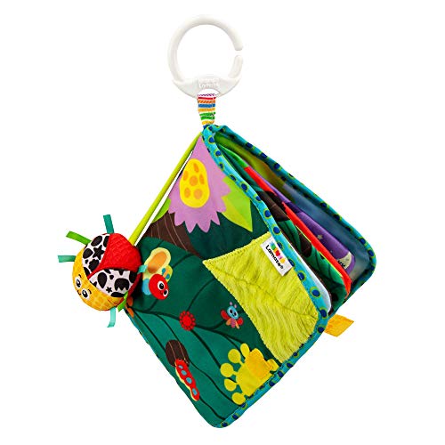 LAMAZE Tomy L27385 Bitty Bug Book, Clip en el Cochecito y el Cochecito recién Nacido, bebés sensoriales con Colores y Sonidos, Juguete de Desarrollo para niños y niñas de 0 Meses +, Multi