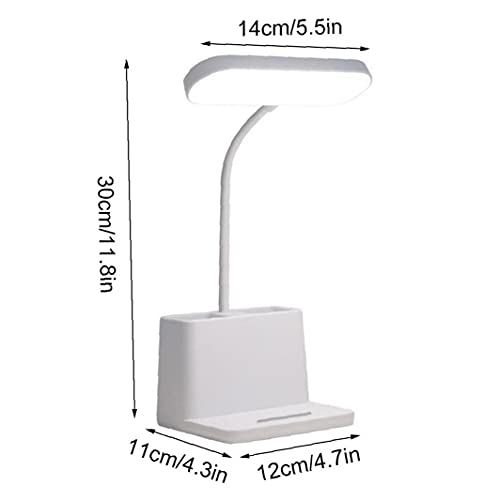 Lampe De Bureau Avec Porte-stylo LED Lampe D'étude De Table Rechargeable Pour La Lecture De Dortoirs Blancs, Porte-multifonctions