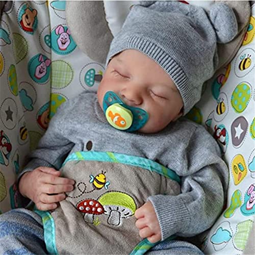 Lamptti Realistas muñecas Reborn Baby Boy 19in Sleeping Boy Muñecas realistas para bebés recién Nacidos Muñecas de Silicona Suave para Dormir Que parecen Reales