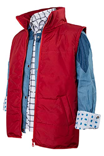 lancoszp Unisexo Adulto Disfraz de Cosplay de Marty Mcfly Chaleco de Nylon + Camisa + Camiseta, M