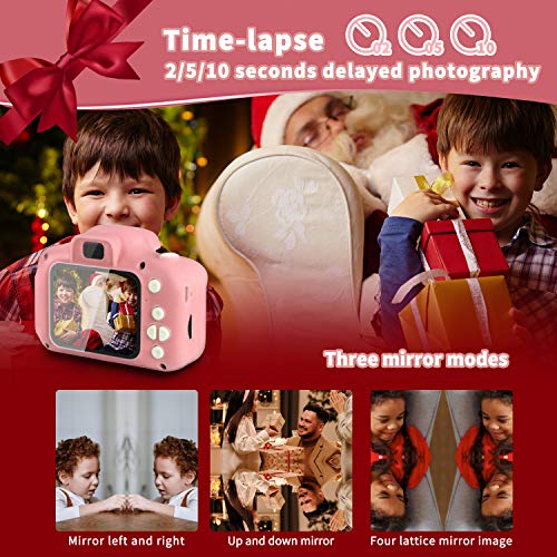 LANXUN Cámara Digital para 3-7 Años, Infantil Cámara de Fotos Juguete para Niños, 1080P Video Cámara Regalos Ideales para Niños Niñas con Tarjeta TF 32 GB