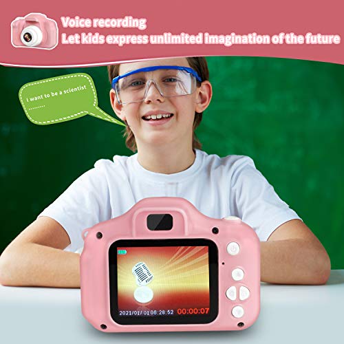 LANXUN Cámara Digital para 3-7 Años, Infantil Cámara de Fotos Juguete para Niños, 1080P Video Cámara Regalos Ideales para Niños Niñas con Tarjeta TF 32 GB