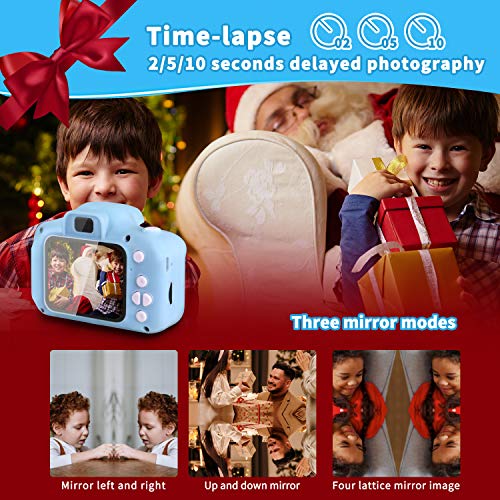 LANXUN Cámara Digital para Niños, 2.0" HD Video Cámara Infantil Juguete, 1080P Cámara de Fotos Regalos Ideales para Niños Niñas de 3-7 Años con Tarjeta TF 32 GB