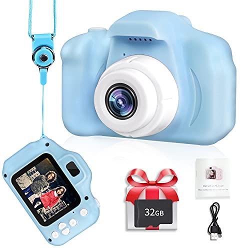 LANXUN Cámara Digital para Niños, 2.0" HD Video Cámara Infantil Juguete, 1080P Cámara de Fotos Regalos Ideales para Niños Niñas de 3-7 Años con Tarjeta TF 32 GB